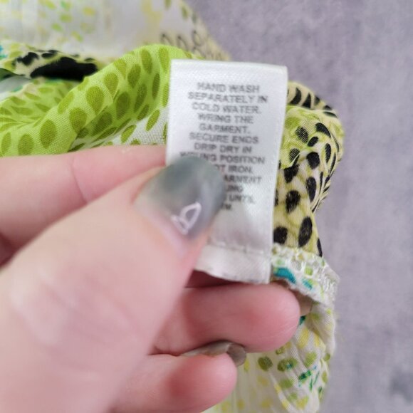 Cato Womens XL‎ Peasant Flowy Top Boho Festival Spring Summer Green Blue Floral - Picture 10 of 11